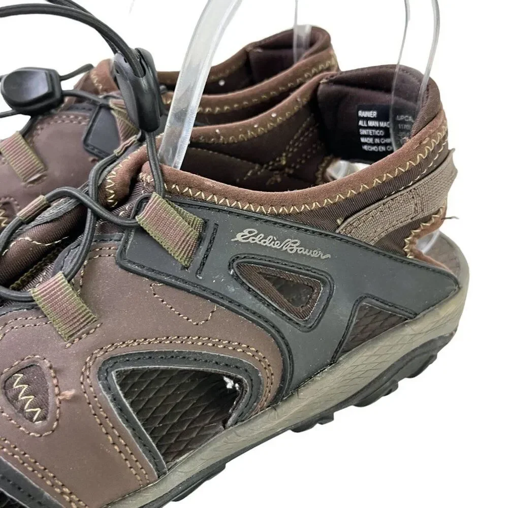Eddie Bauer Rainer Mens Dark Brown Fisherman Water Sandals Closed Toe Shoes 11